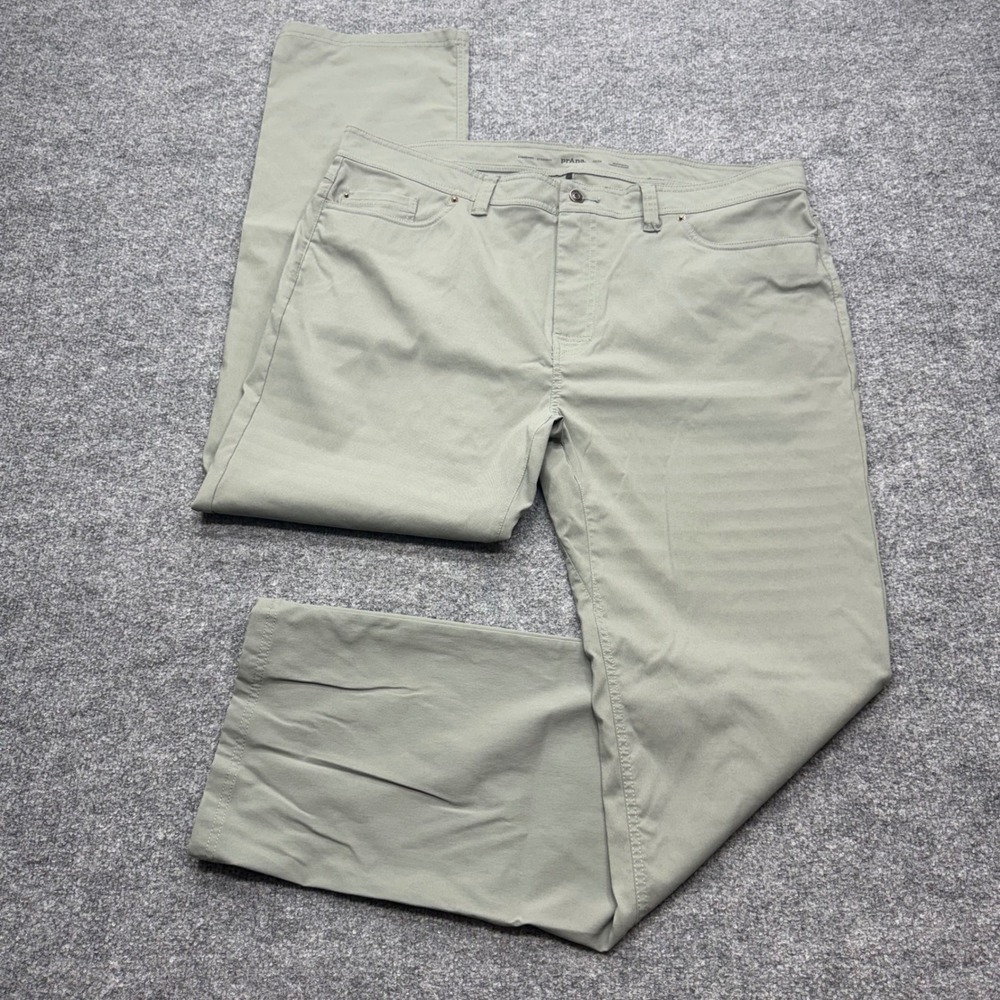 Prana Zion Stretch Pants Mens 42x34 Sage Green Standard Straight Nylon Hiking